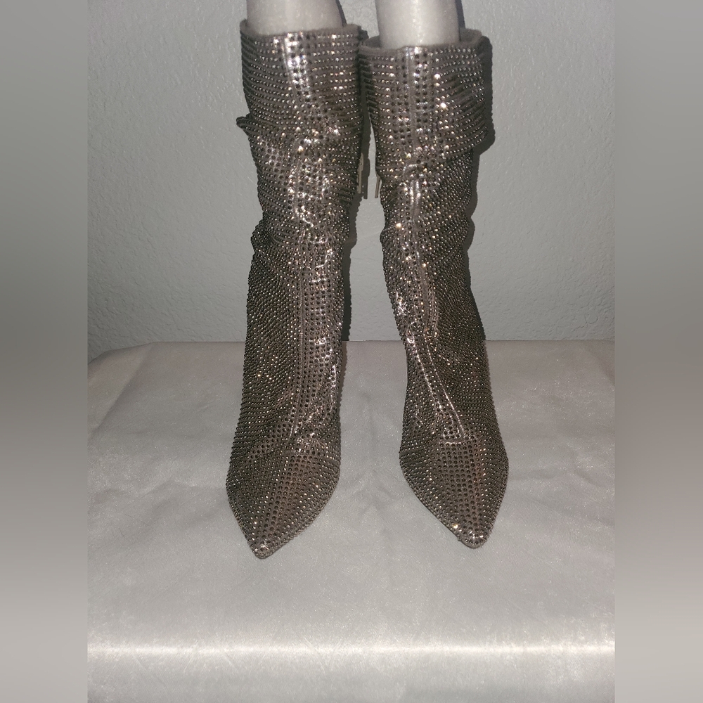 Elegant Silver Rhinestone Women's Boots